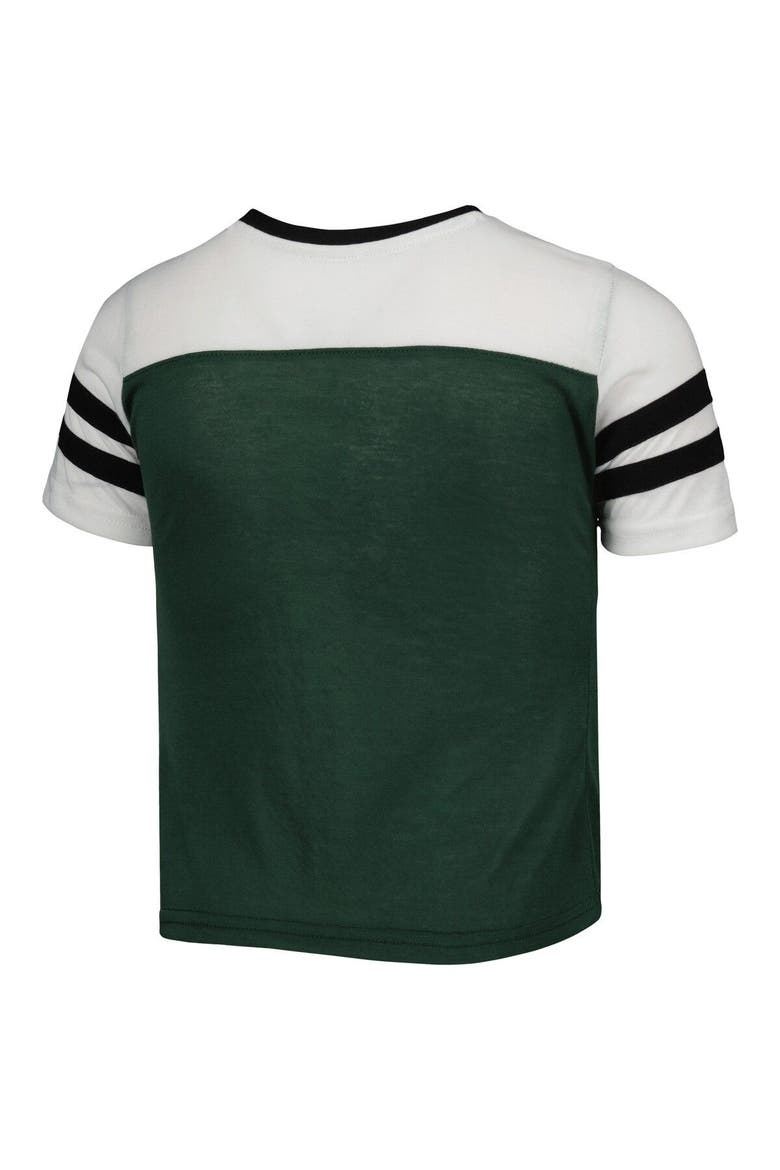 Girls Youth Colosseum Green Michigan State Spartans Practically Perfect Striped T-Shirt, Alternate, color, Green