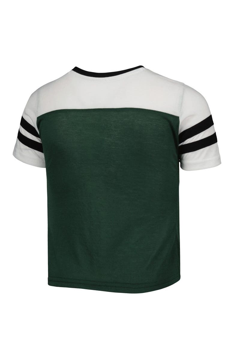 COLOSSEUM Girls Youth Colosseum Green Michigan State Spartans Practically Perfect Striped T-Shirt, Alternate, color, 