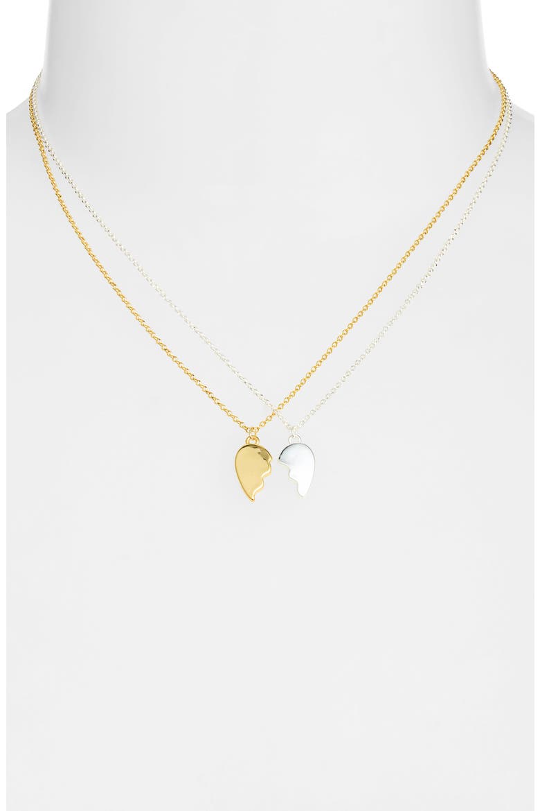 Set of 2 Friendship Half-Heart Pendants, Alternate, color, 14K GOLD AND SS DIPPED
