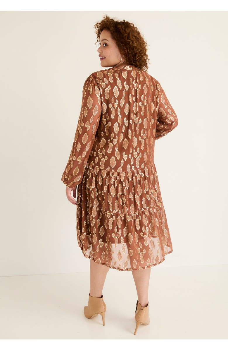 June + Vie Coraline Metallic Print Georgette Dress, Alternate, color, Oatmeal