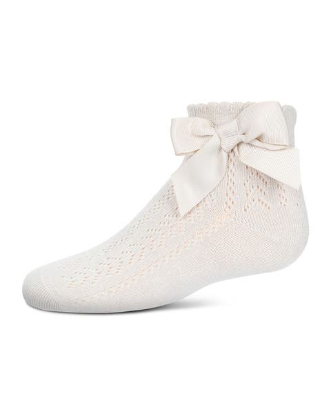 Knit Openwork Bow Anklet Socks (Baby)