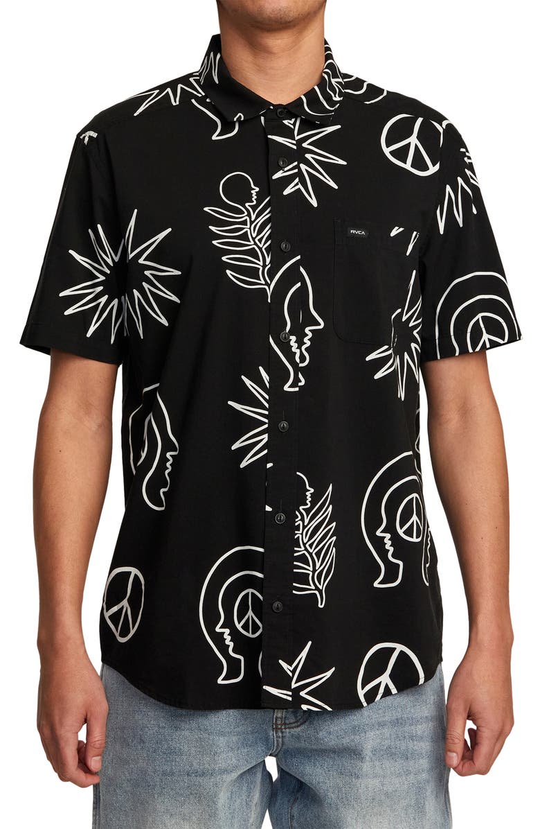 RVCA Anytime Short Sleeve Button-Up Shirt, Main, color, 