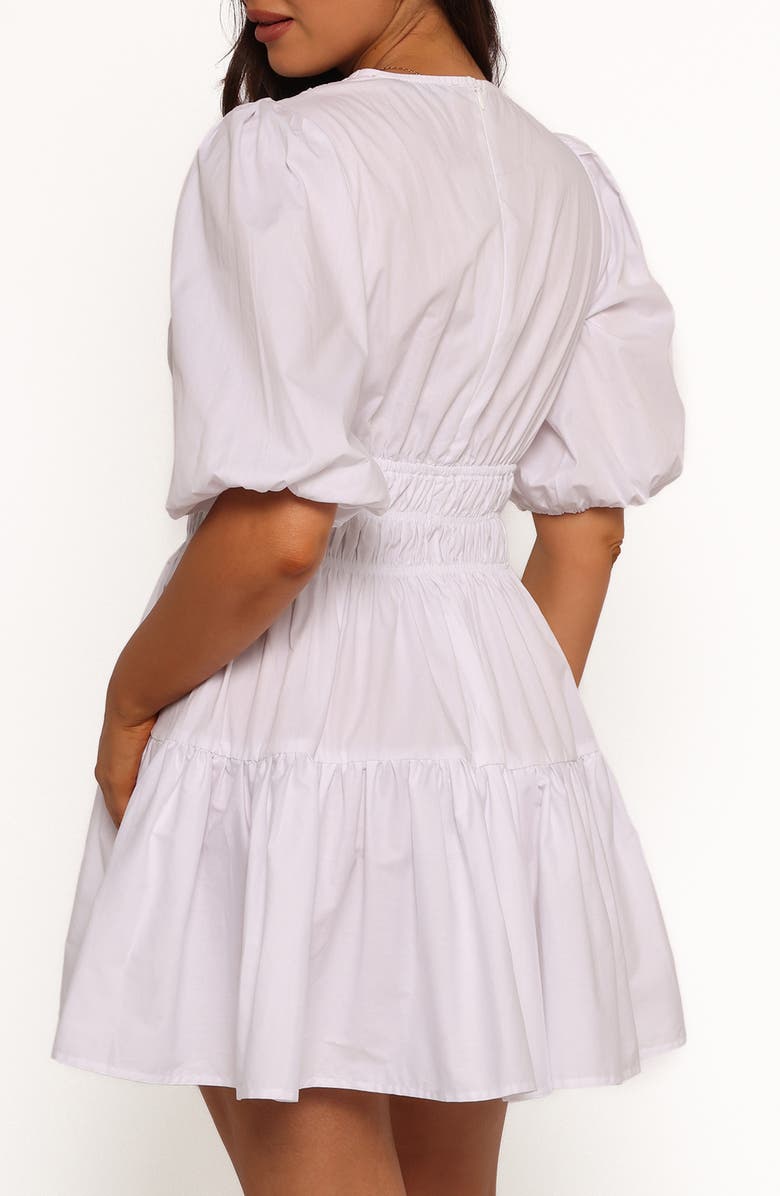Petal & Pup Alessia Smocked Waist Cotton Minidress, Alternate, color, White