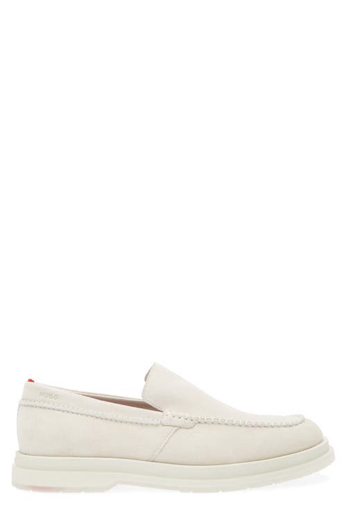 Hugo Boss Beige Moc Toe Loafers In White