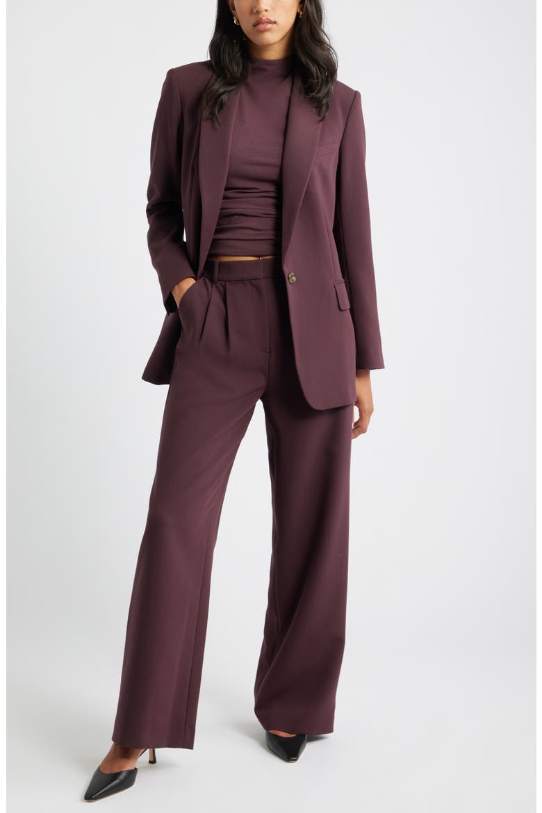Icon Twill High Waist Wide Leg Trousers, Alternate, color, BURGUNDY FUDGE