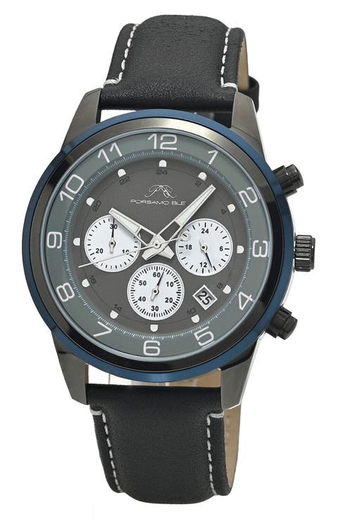 Arthur Chronograph Leather of Silicone Strap Watch, 44mm