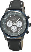 PORSAMO BLEU Arthur Chronograph Leather of Silicone Strap Watch, 44mm