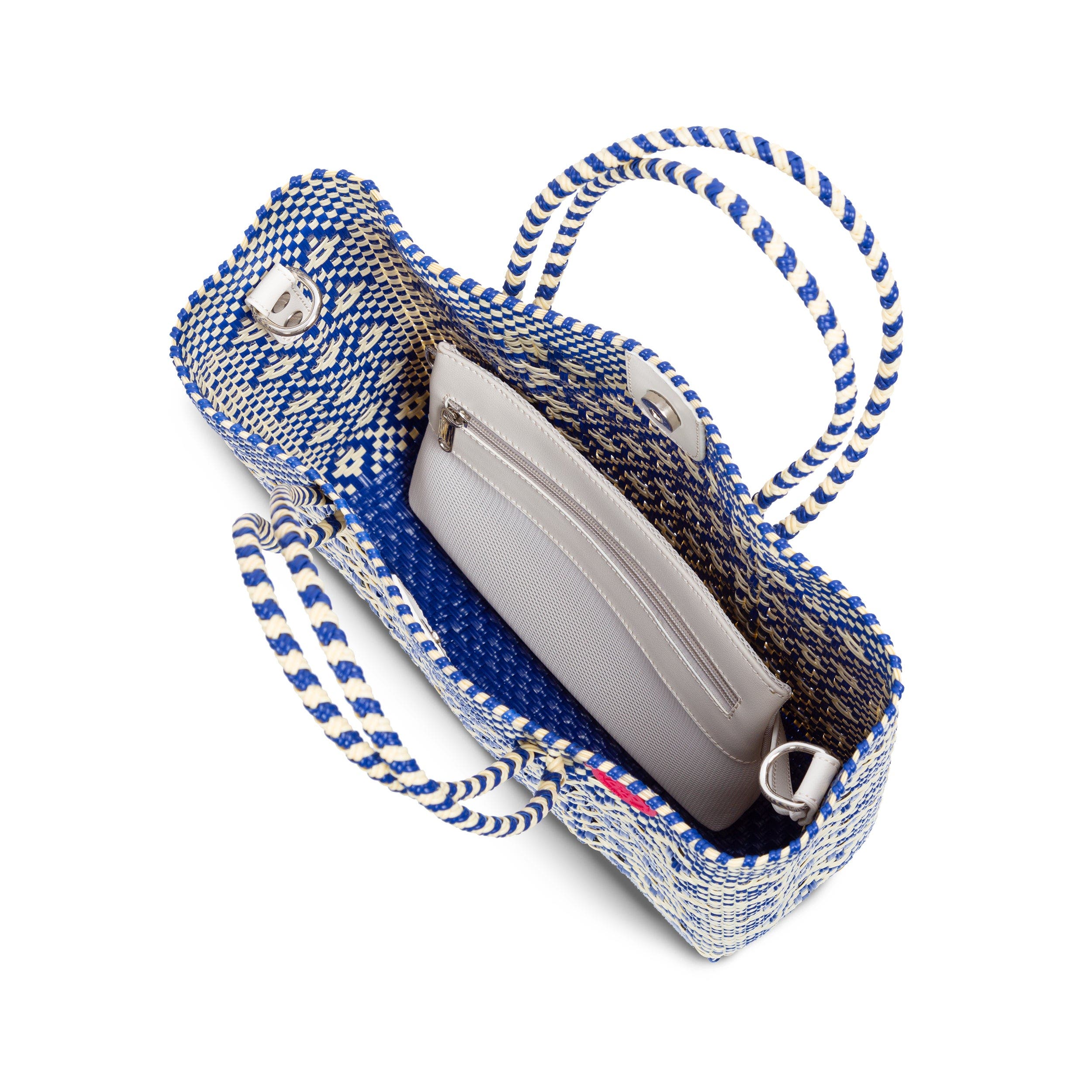 Tin Marin Mixte Large Woven Resort Crossbody Bag, Alternate, color, Blue And White