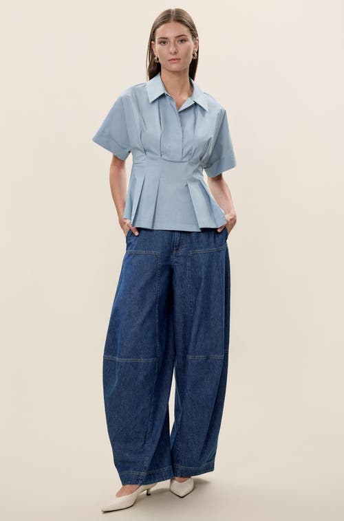 Rebecca Taylor Aisley Poplin Blouse In Blue