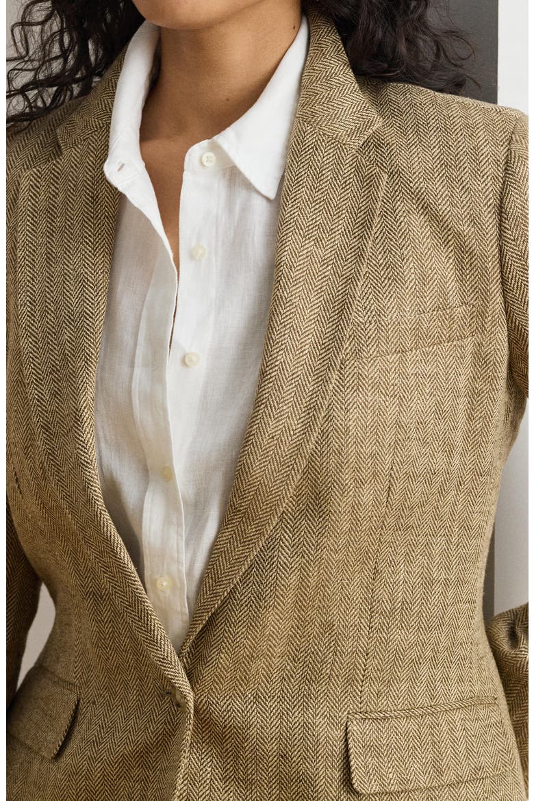 Herringbone Linen Blazer, Alternate, color, BEIGE/ CREAM WHITE/ MULTI