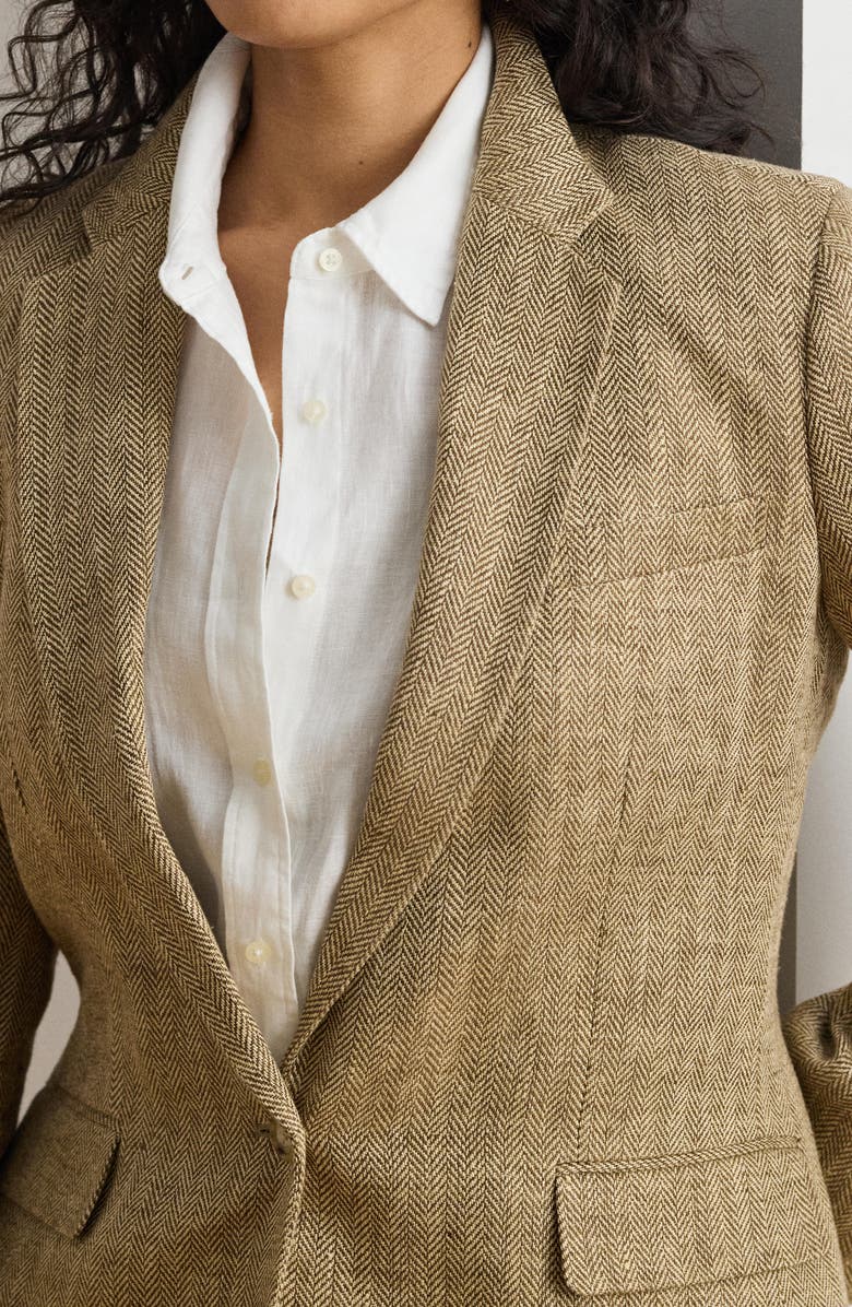 Lauren Ralph Lauren Herringbone Linen Blazer, Alternate, color, Beige/ Cream White/ Multi