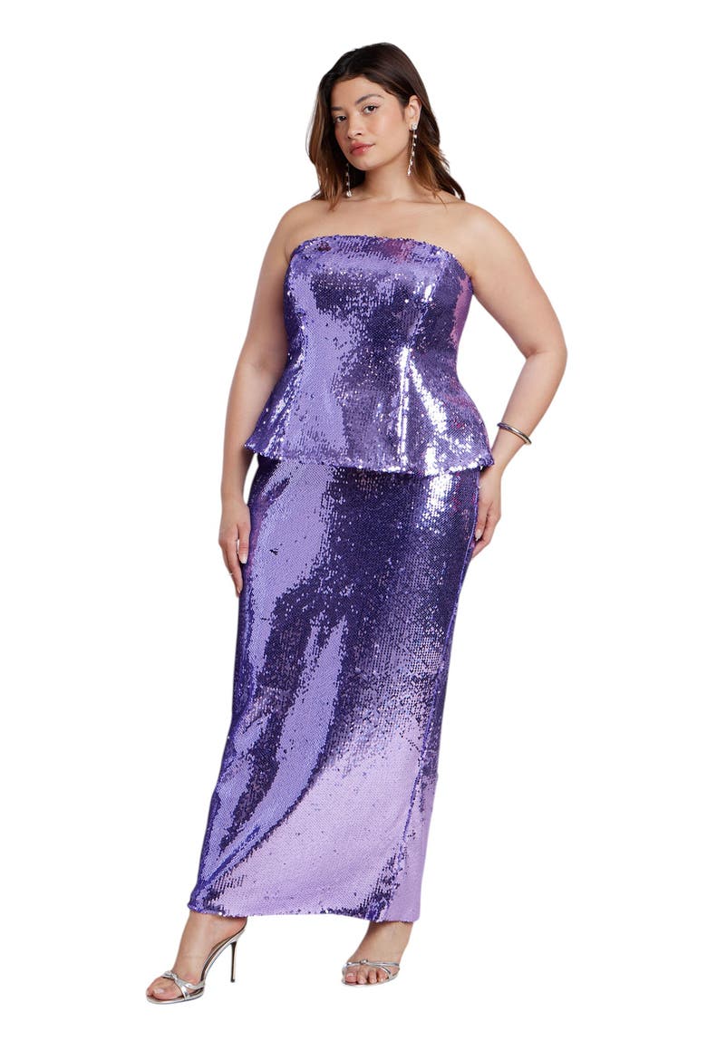 Strapless Bustier Paillette Gown, Main, color, ASTER PURPLE