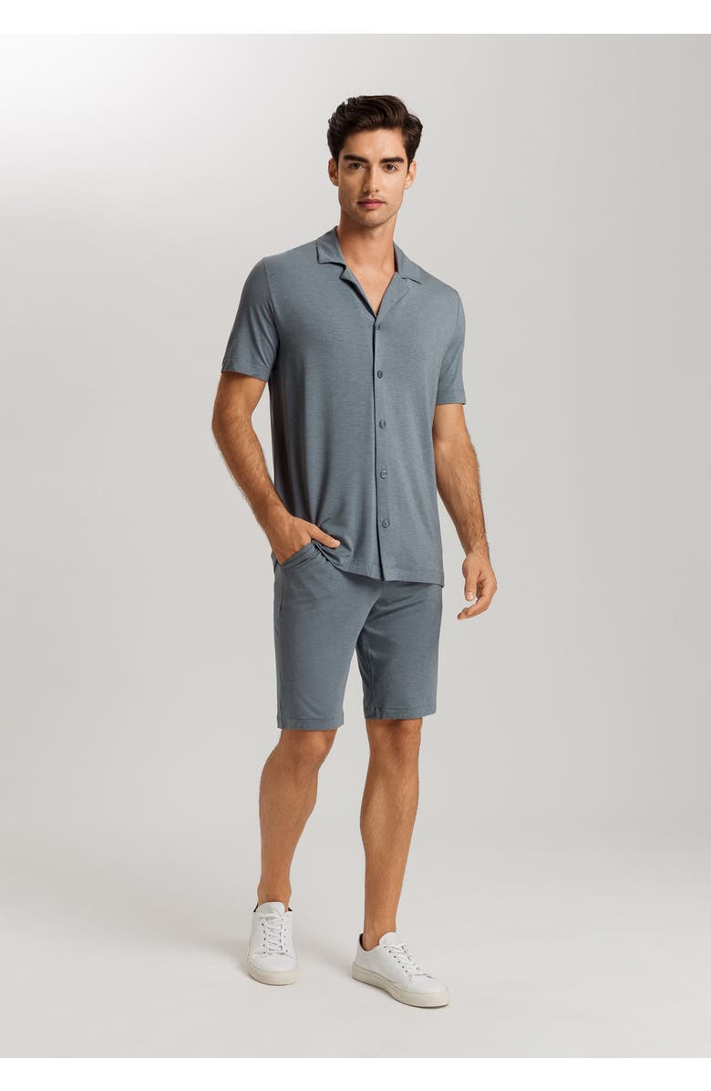 Hanro Casuals Notch Collar Button Front Shirt, Alternate, color, Ocean Melange