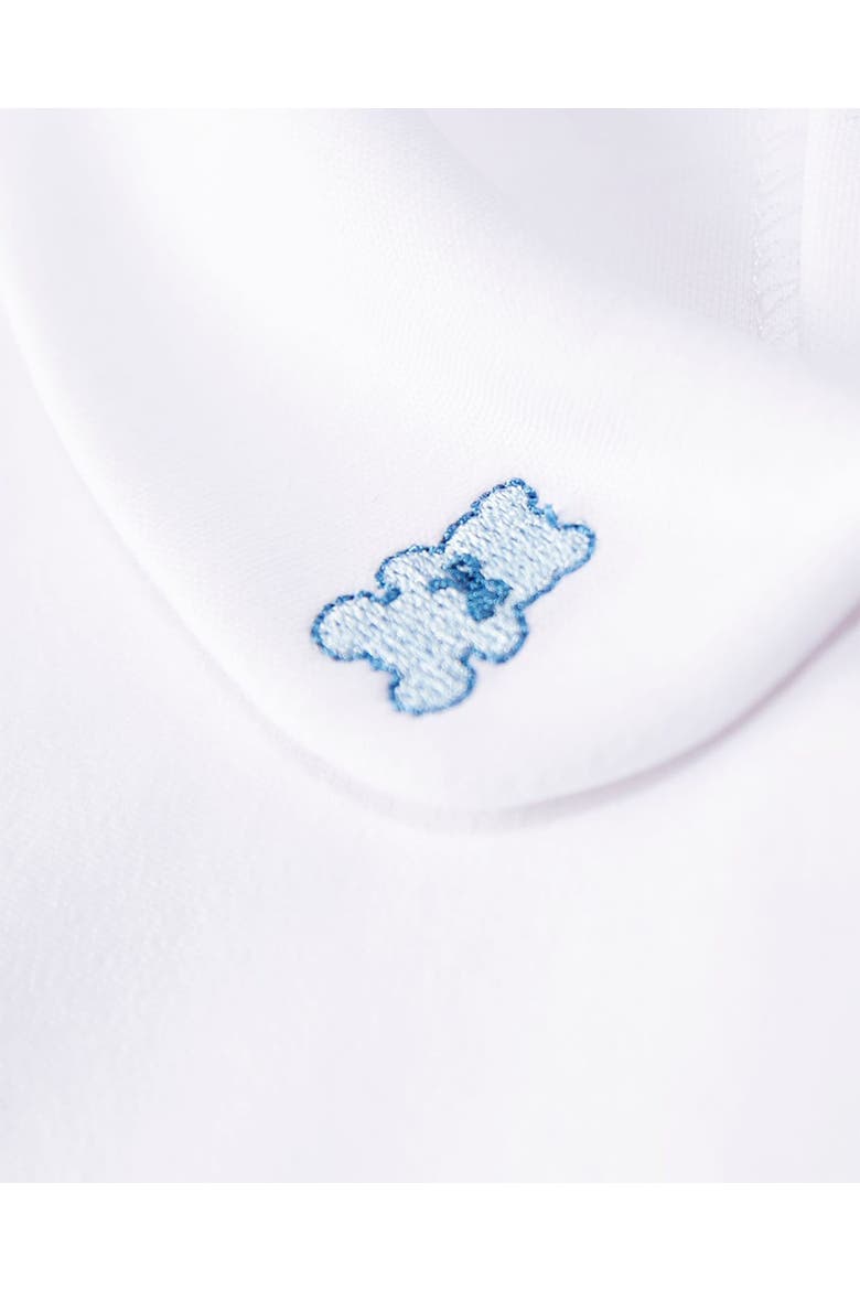 Peter Pan Collar Footie with Teddy Bear Embroidery, Alternate, color, Winter White
