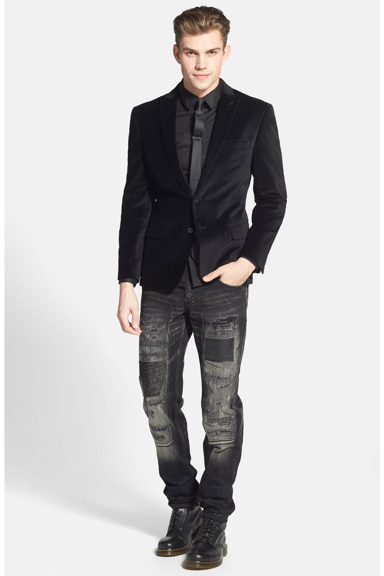 Black Velvet Blazer, Alternate, color, BLACK