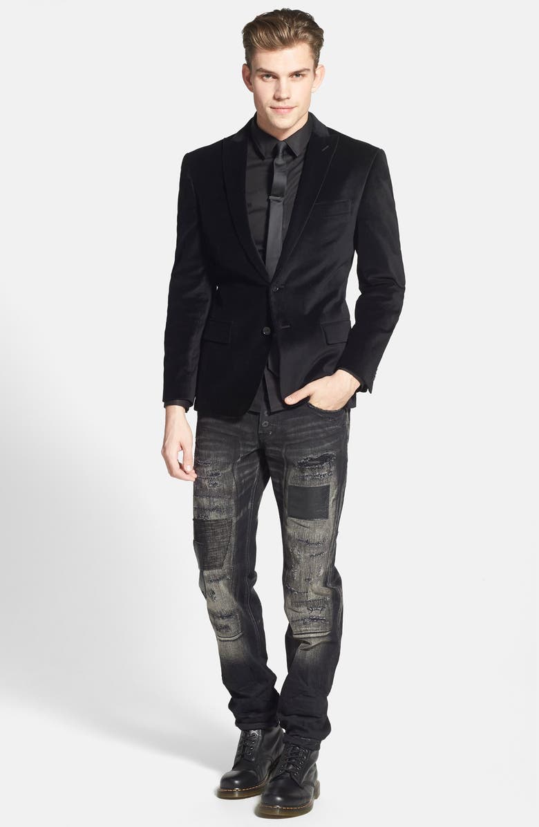 John Varvatos Star USA Black Velvet Blazer, Alternate, color,