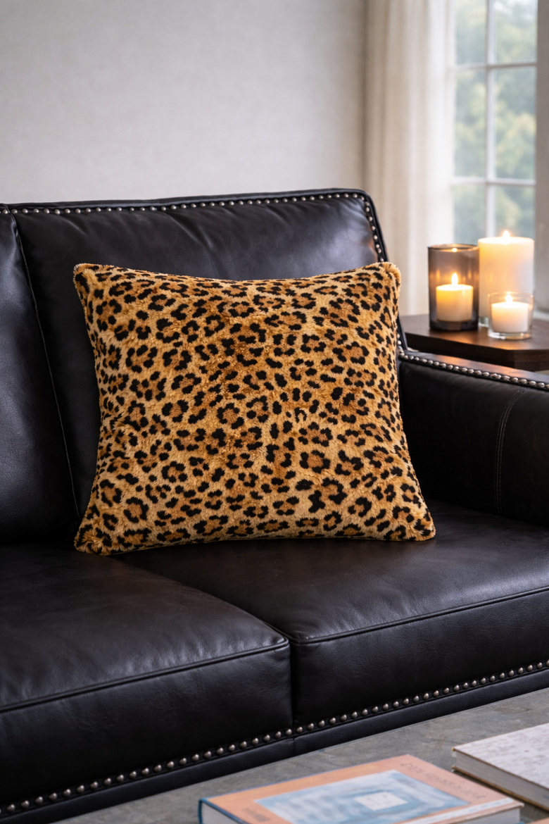 Pacific Faux Fur Pillow, Alternate, color, Leopard
