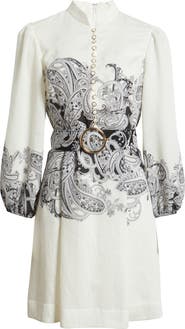 Tahari ASL Border Print Belted Long Sleeve Dress