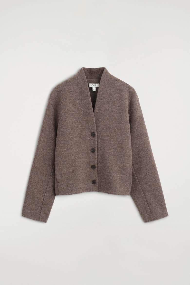 Boiled Wool-Blend Shawl-Collar Cardigan, Alternate, color, BEIGE MÉLANGE