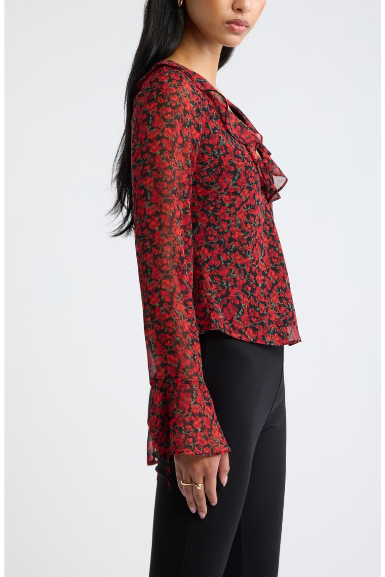 Ruffle Chiffon Top, Alternate, color, BLACK RED DARA DITSY