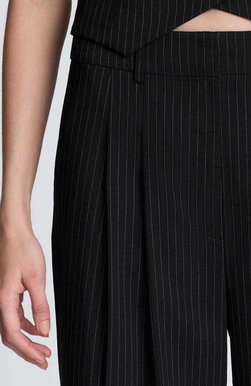 Kenneth Cole High Waist Pinstripe Wide Leg Pants In Black