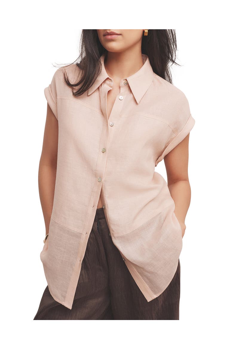 Linen Blend Panel Shirt, Main, color, Light Pink