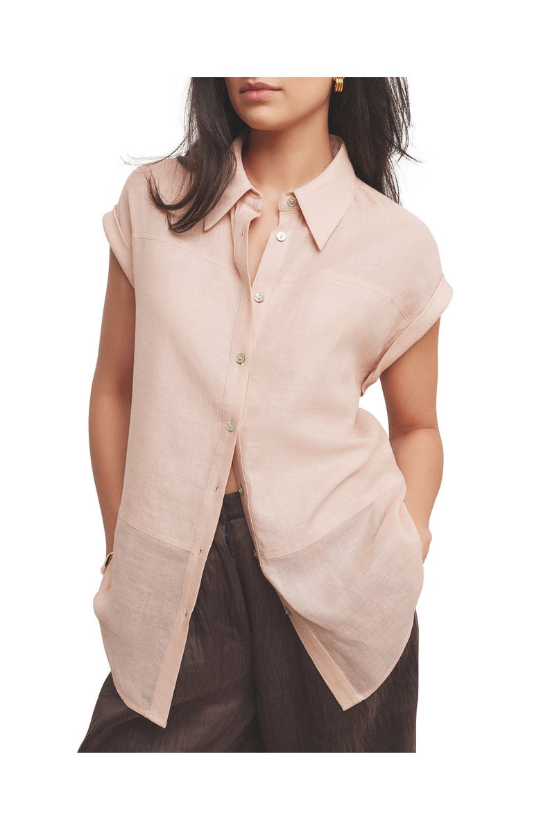 MINT VELVET Linen Blend Panel Shirt, Main, color, Light Pink