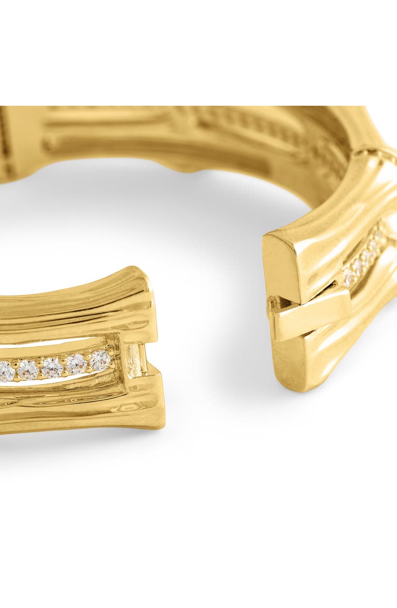 Anabel Aram Jewelry Bamboo Texture Stack Bangle, Alternate, color, 18K Gold White Cz Stone