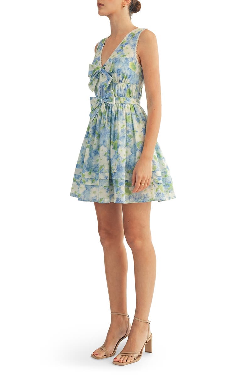 Arose Studio Aria Floral Print Sleeveless Minidress, Alternate, color, Sky Blue