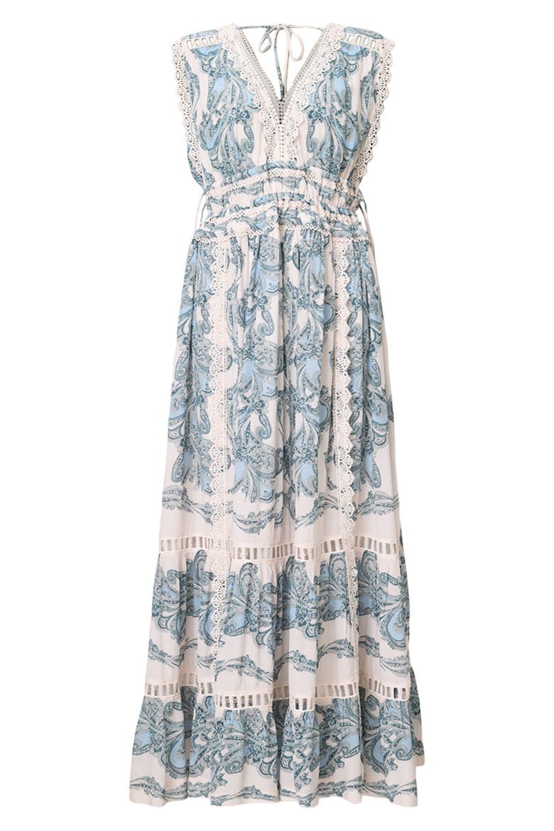 Xanthe Print Lace Tiered Maxi Dress, Alternate, color, LITA SOFT BLUE