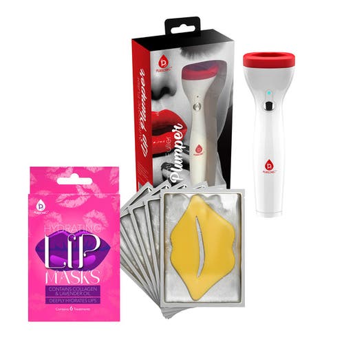 Pursonic Lip Care Power Duo Hydrating Lip Masks (pack Of 6) And Automatic Fuller Lip Plumper Device In Multi