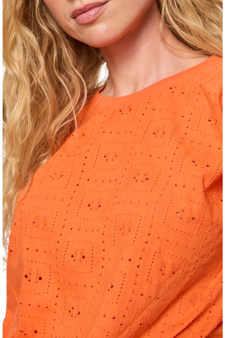 All Day Eyelet Tie Hem T-Shirt, Alternate, color, HIBISCUS ORANGE