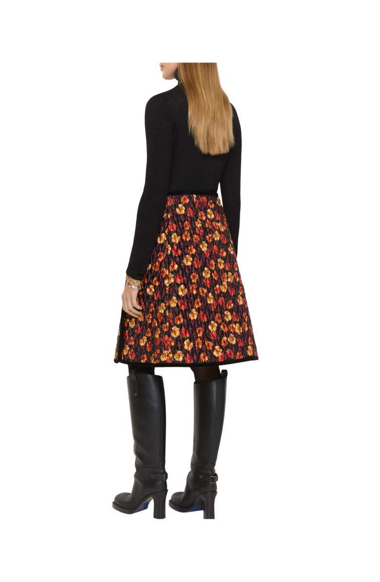 Burberry Geranium Leaf Quilted Nylon Skirt, Alternate, color, Poppy Red