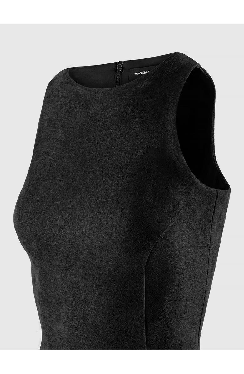 Manière De Voir Adele Suede Racer Neck Bodysuit, Alternate, color, 