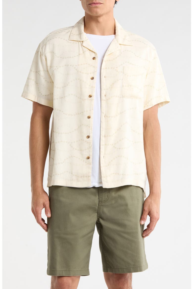 Bunker Slub Print Camp Shirt, Main, color, WHITECAP/ BLACK SWALLOWS