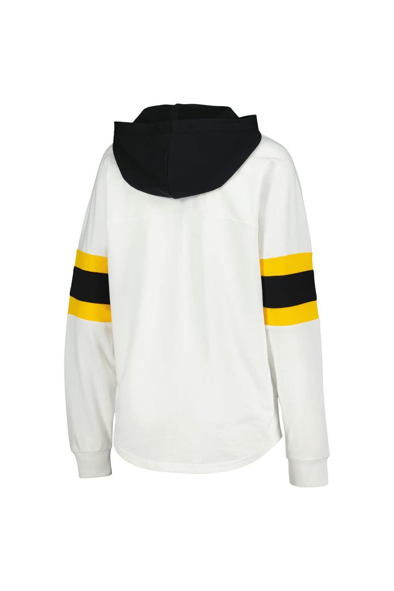 Women's G-III 4Her by Carl Banks White/Black Pittsburgh Penguins Goal Zone Long Sleeve Lace-Up Hoodie T-Shirt, Alternate, color, White