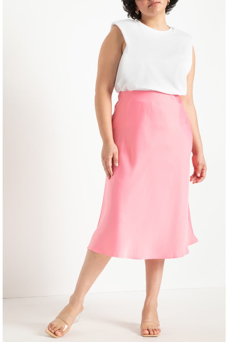 Satin Midi Skirt, Alternate, color, STRAWBERRY CREAM