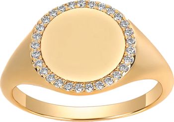 BY ADINA EDEN CZ Pave Round Signet Pinky Ring