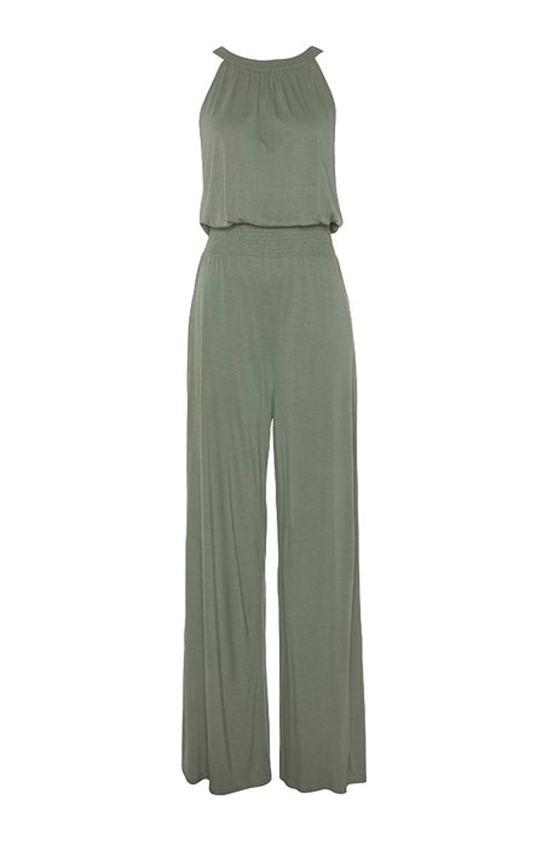 LASCANA Women's Halter Neck Jumpsuit, Alternate, color, Khaki