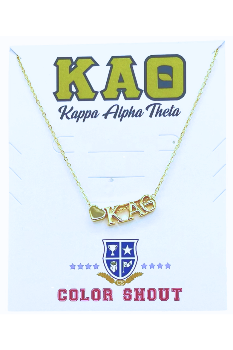 Kappa Alpha Theta Sorority Gold Heart Necklace, Main, color, Yellow Gold