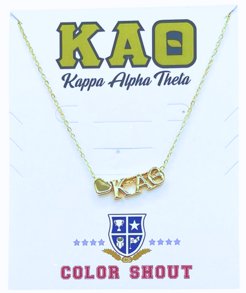 Kappa Alpha Theta Sorority Gold Heart Necklace