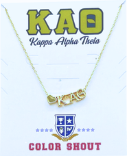 Color Shout Kappa Alpha Theta Sorority Gold Heart Necklace