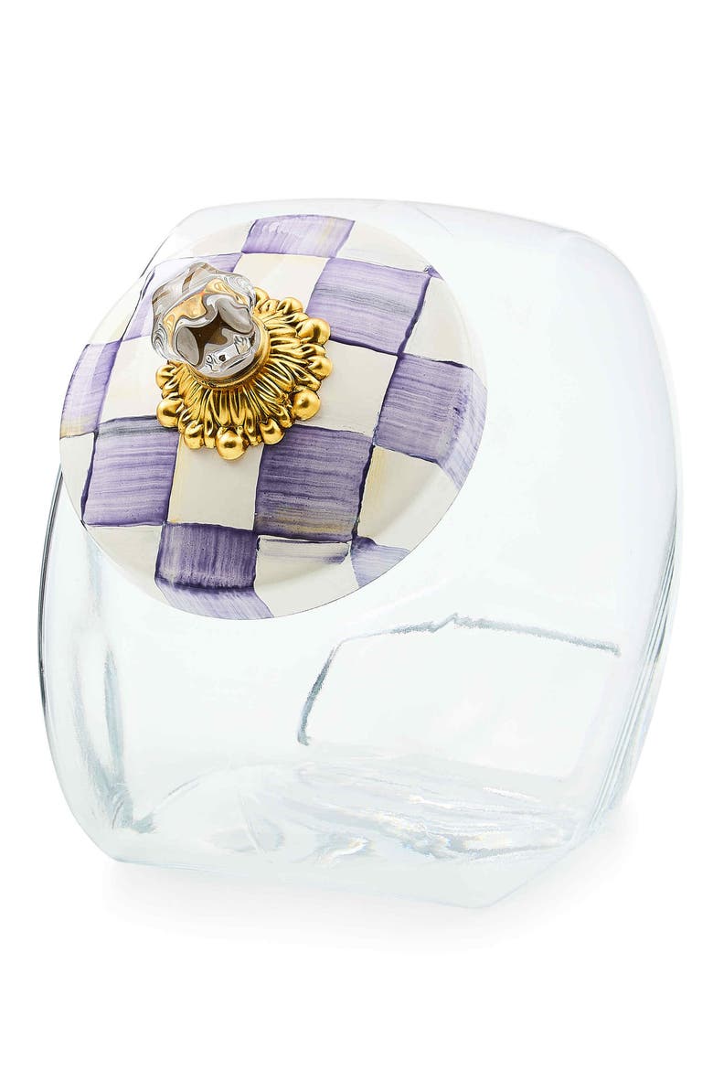 Sweets Jar with Violet Check Lid, Main, color, VIOLET