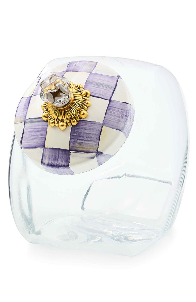 MACKENZIE CHILDS Sweets Jar with Violet Check Lid, Main, color, Violet