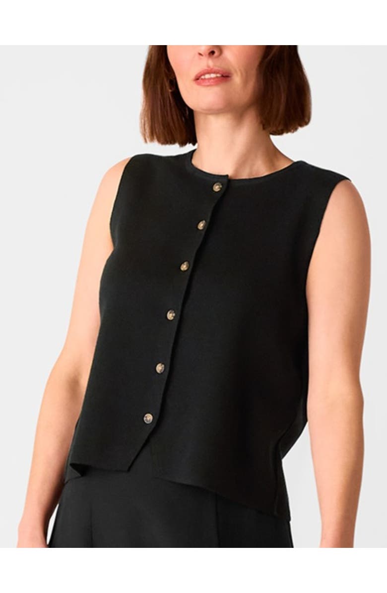 Whistles Lucy Button Front Knit Tank, Alternate, color, Black