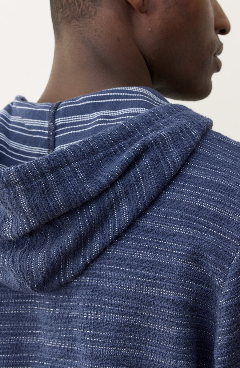 Marine Layer Portola Stripe Slub Cotton Blend Beach Hoodie, Alternate, color, Navy/ Natural Stripe