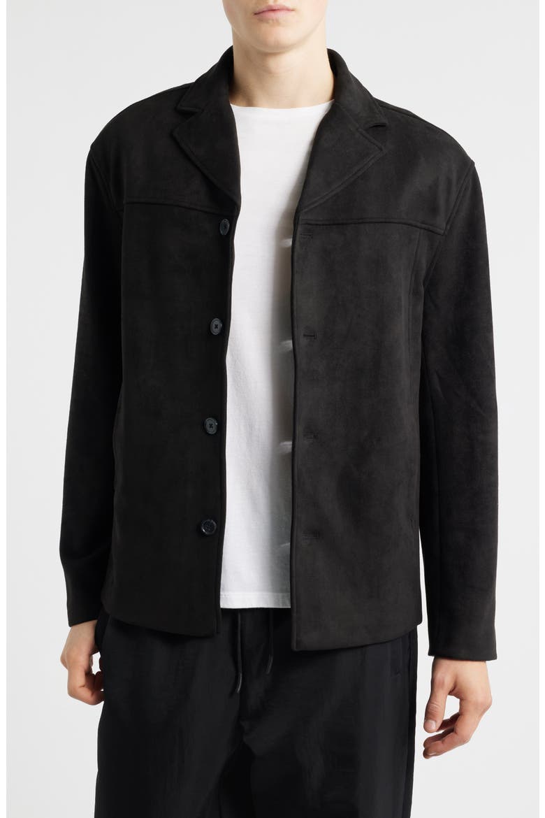 Faux Suede Shirt Jacket, Main, color, BLACK