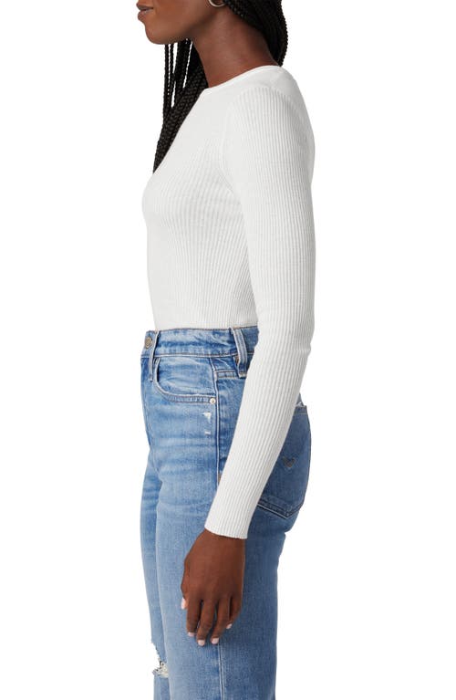 Hudson Back Keyhole Cutout Organic Cotton Blend Rib Sweater In Blue