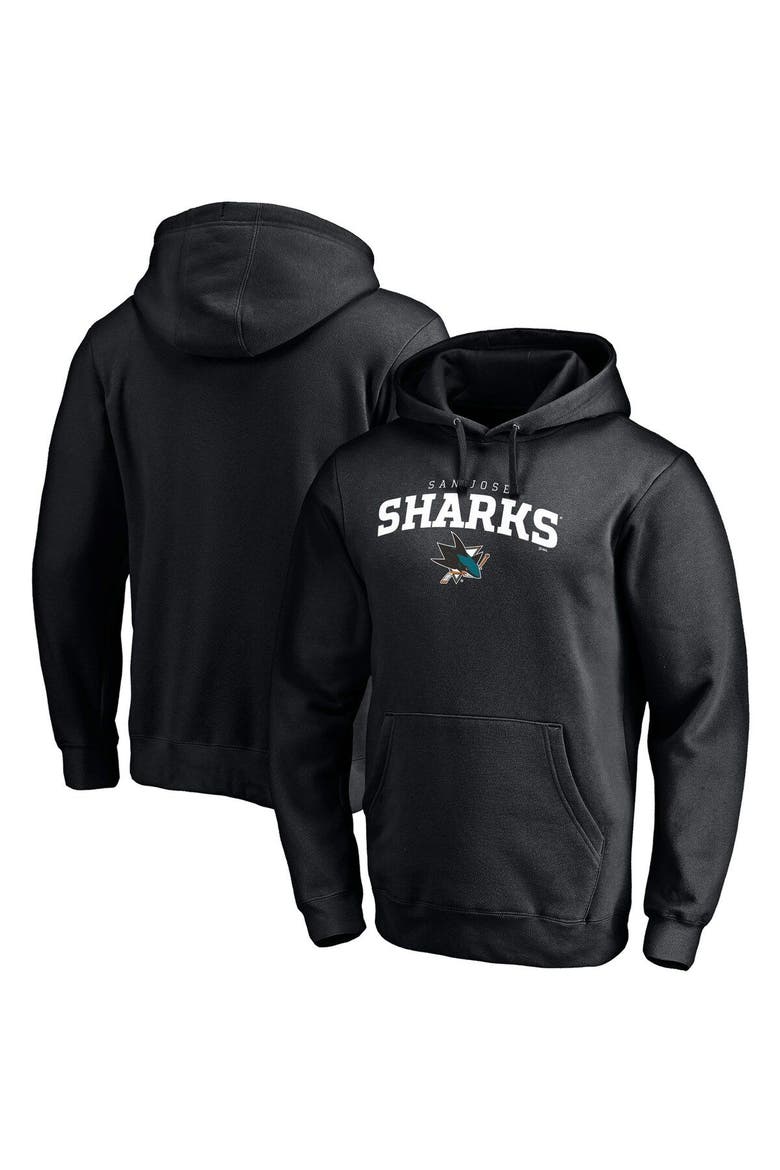 Men's Fanatics Branded Black San Jose Sharks Team Lockup Fitted Pullover Hoodie, Alternate, color, Black