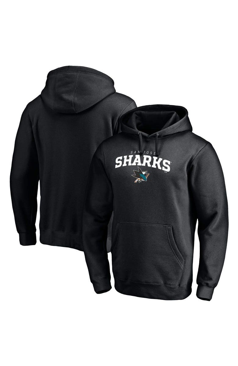 FANATICS Men's Fanatics Branded Black San Jose Sharks Team Lockup Fitted Pullover Hoodie, Alternate, color,